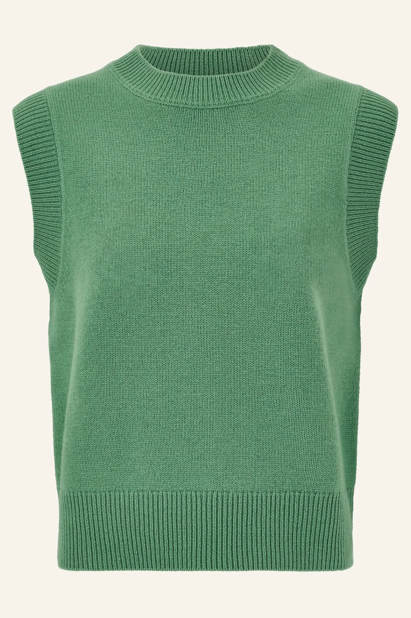 Short Green Merino Wool Knitted Tank Top