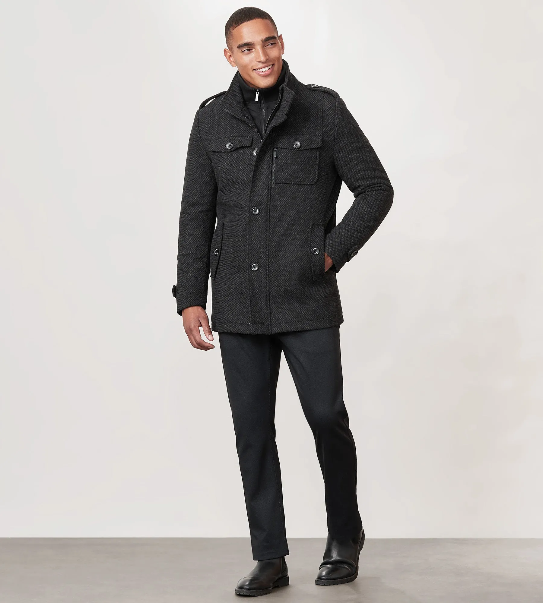 Modern Fit Mid-Length Field Coat with Bib