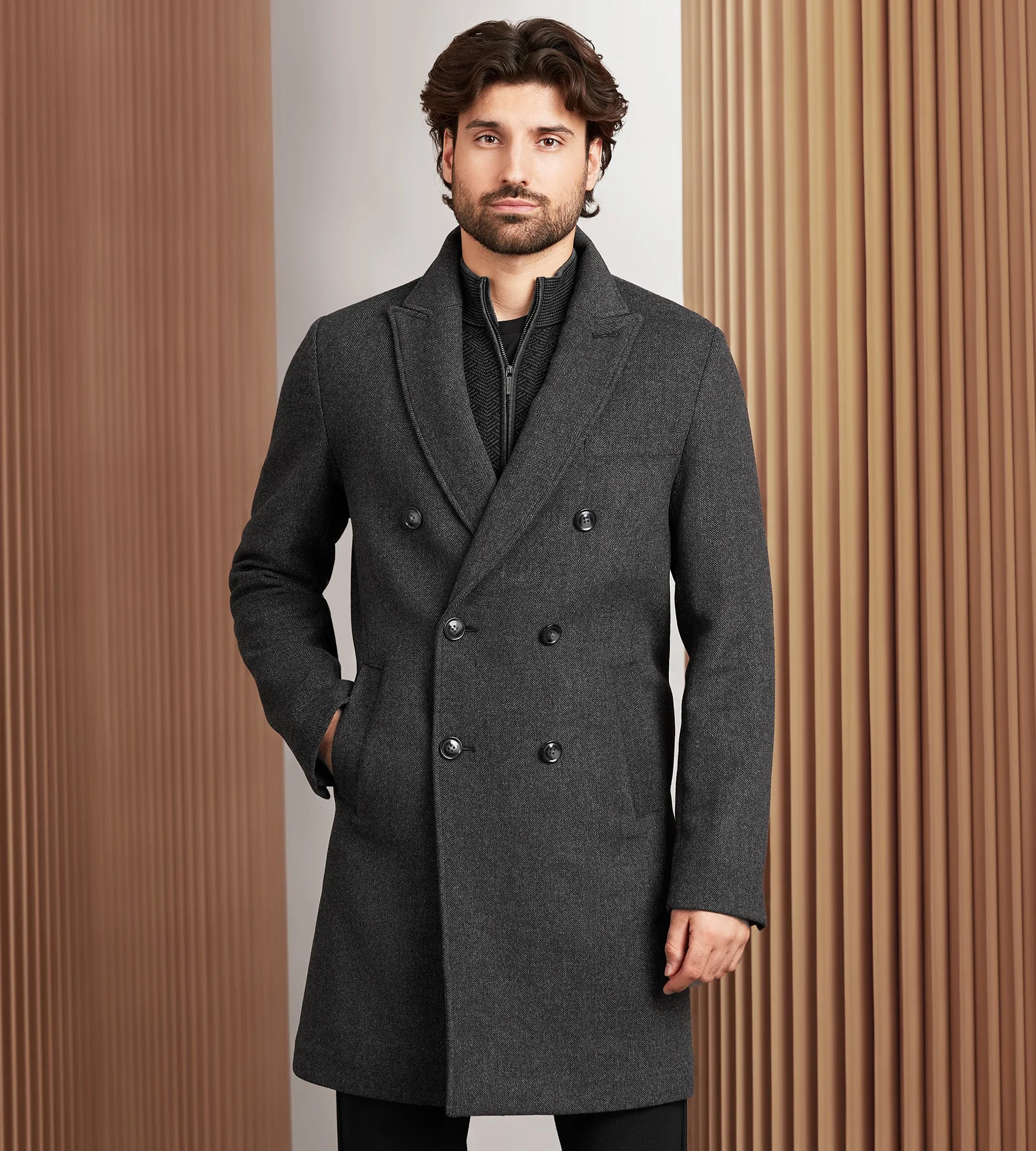 Modern Fit Wool Double Breasted Top Coat