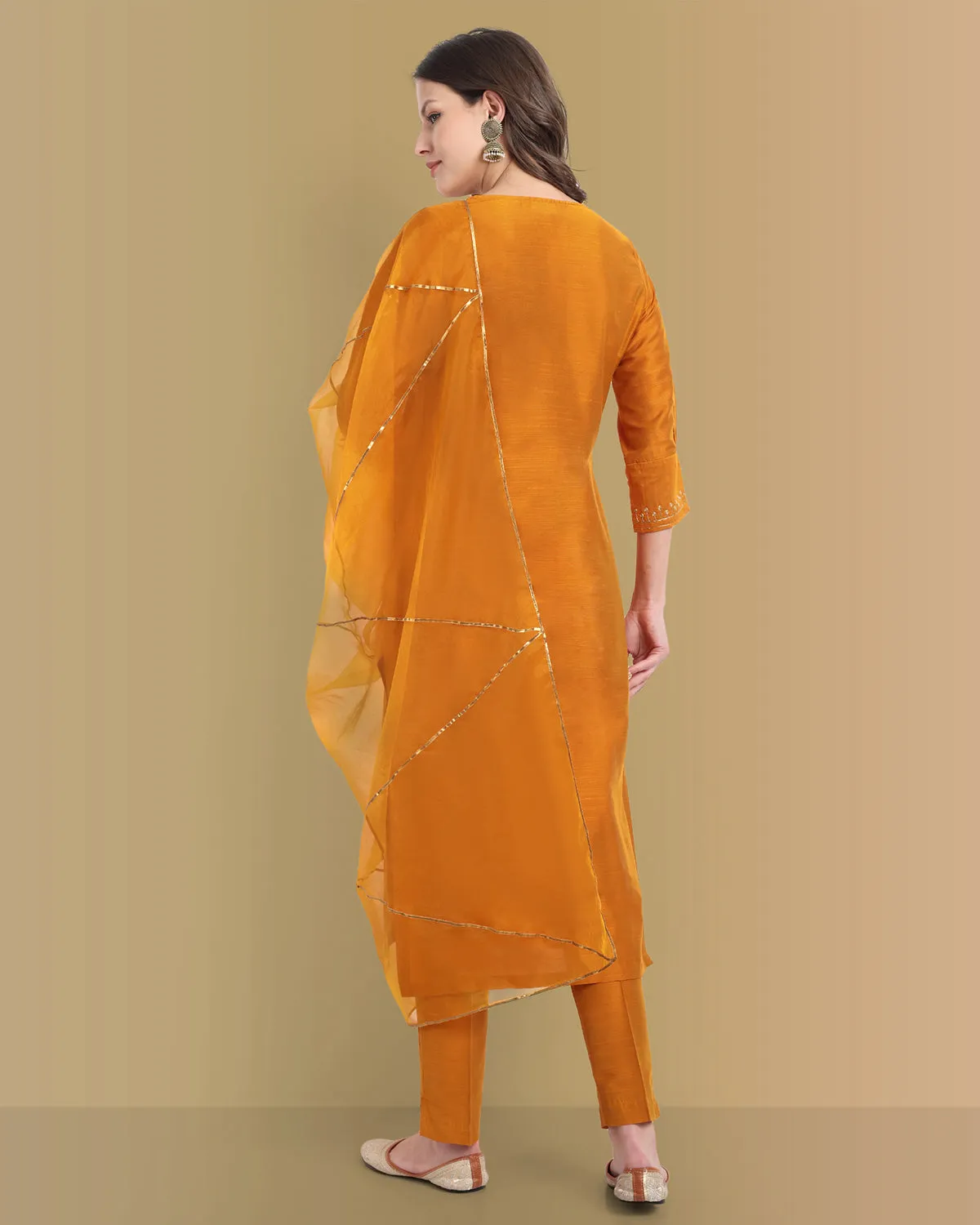 Mustard Color Kurta with Penny Embroidery Set - Perfect Blend of Comfort and Style