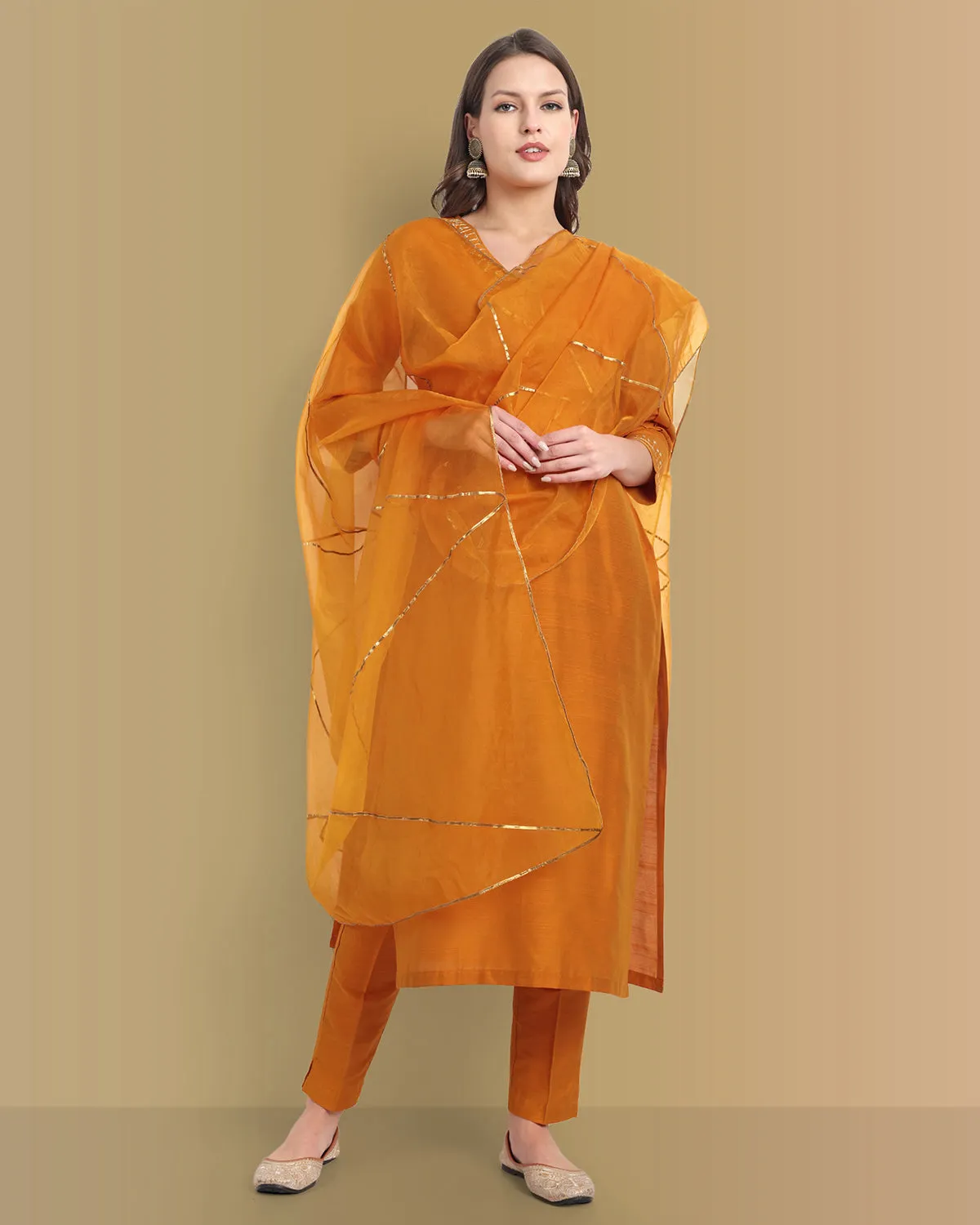 Mustard Color Kurta with Penny Embroidery Set - Perfect Blend of Comfort and Style