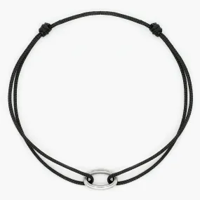 Nylon Thread With Silver Hoop "Indah" Bracelet (Black)