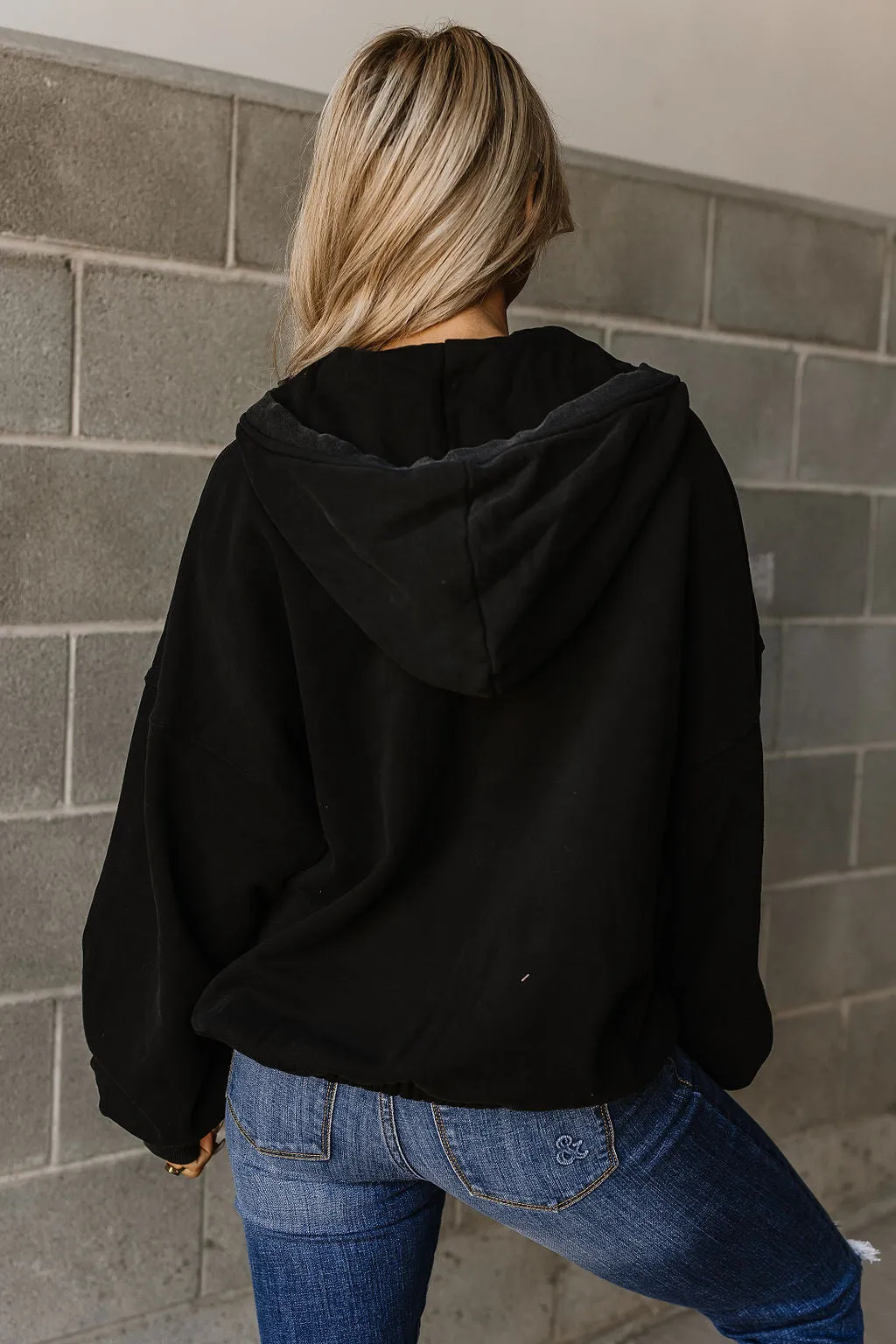 Oversized HalfZip Sweatshirt - Black