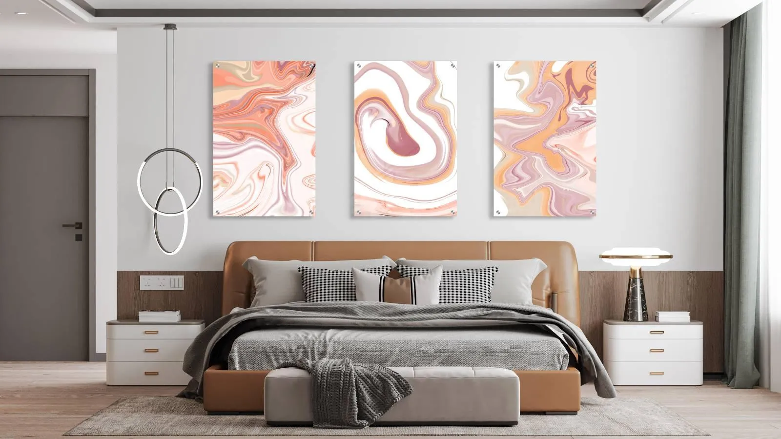 Pastel Colors Ornament Set of 3 Prints Modern Wall Art Modern Artwork