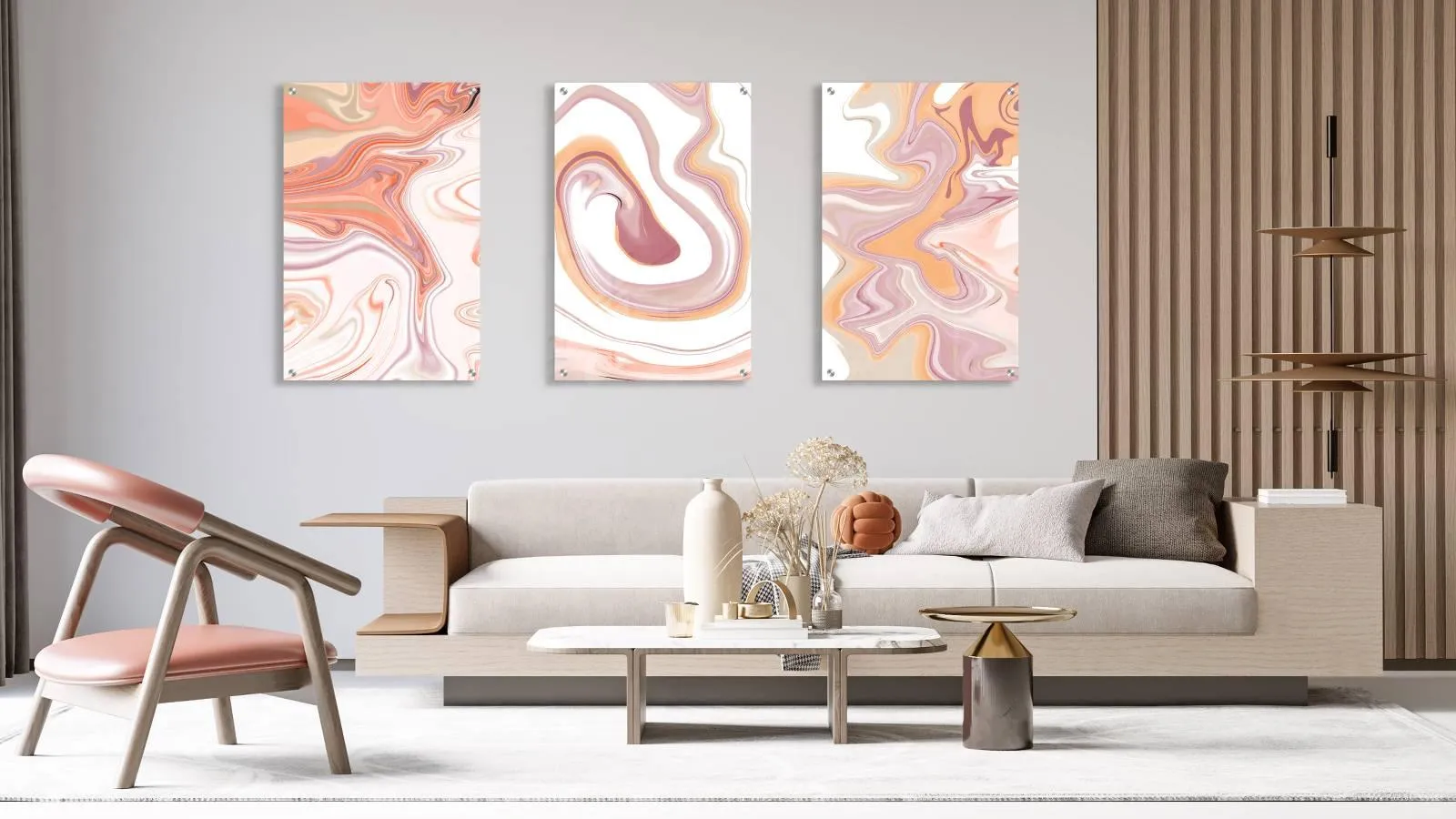 Pastel Colors Ornament Set of 3 Prints Modern Wall Art Modern Artwork