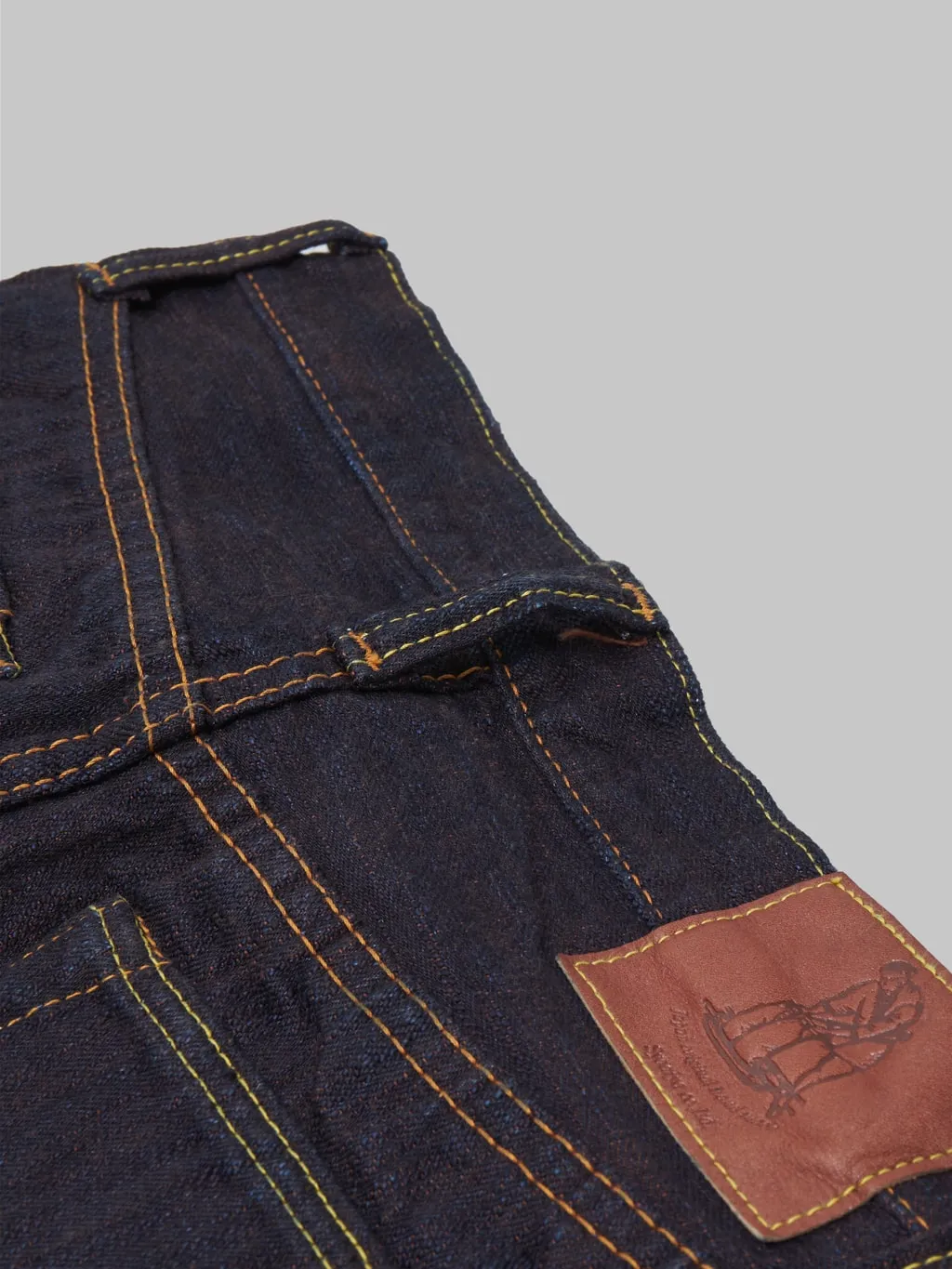 15oz Slim Tapered Indigo and Persimmon Extra Slub Jeans by Pure Blue Japan (PER-EX-013-ID)