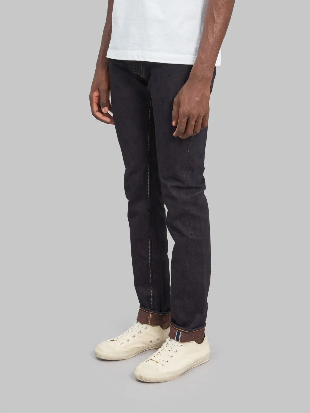 15oz Slim Tapered Indigo and Persimmon Extra Slub Jeans by Pure Blue Japan (PER-EX-013-ID)