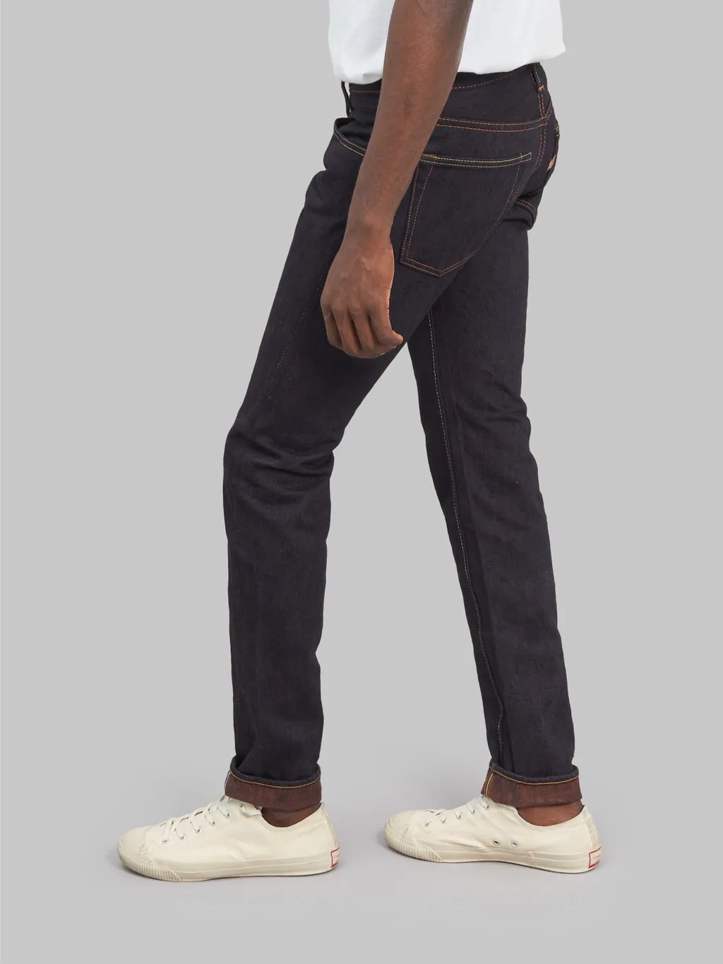 15oz Slim Tapered Indigo and Persimmon Extra Slub Jeans by Pure Blue Japan (PER-EX-013-ID)