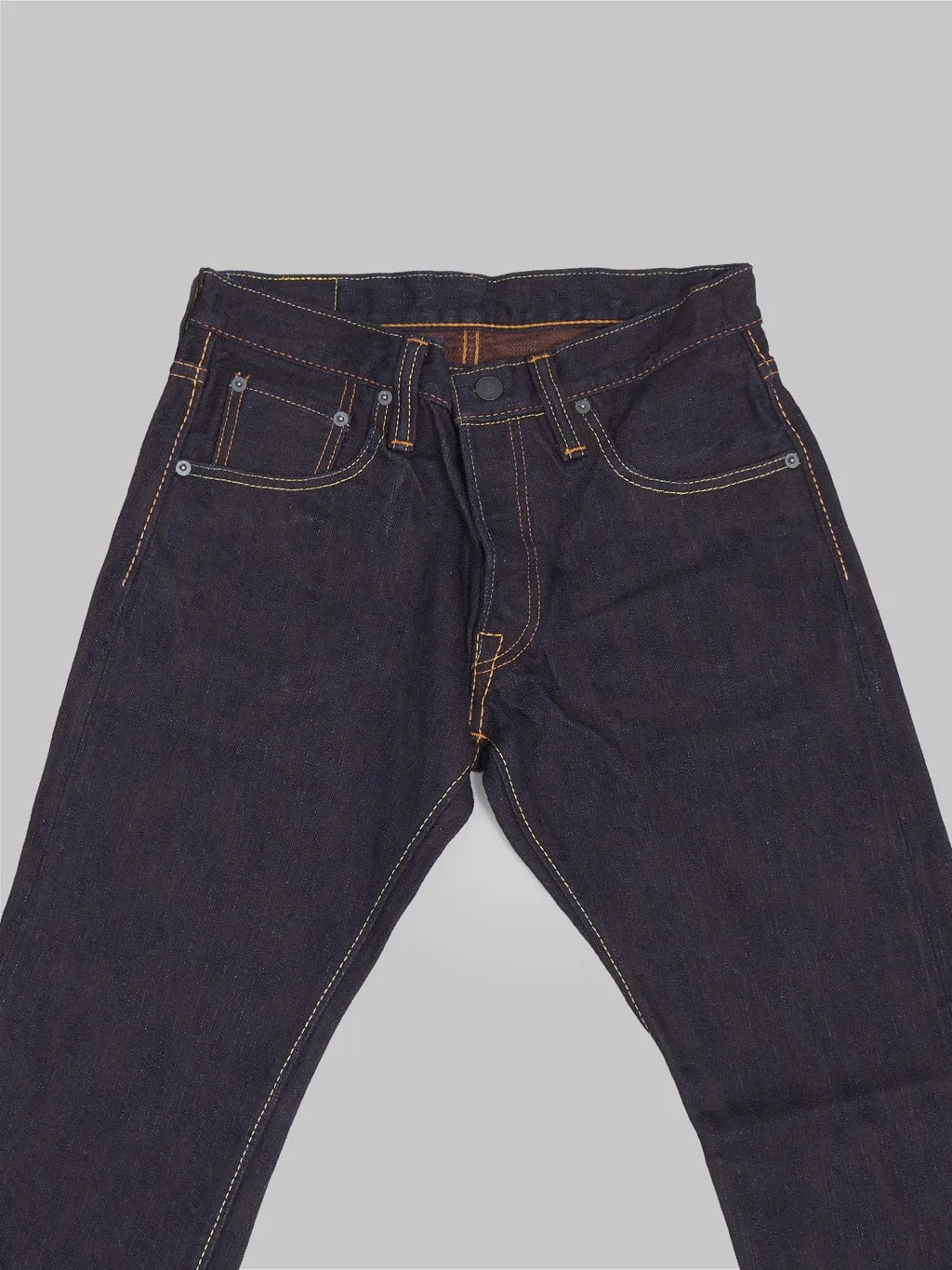 15oz Slim Tapered Indigo and Persimmon Extra Slub Jeans by Pure Blue Japan (PER-EX-013-ID)