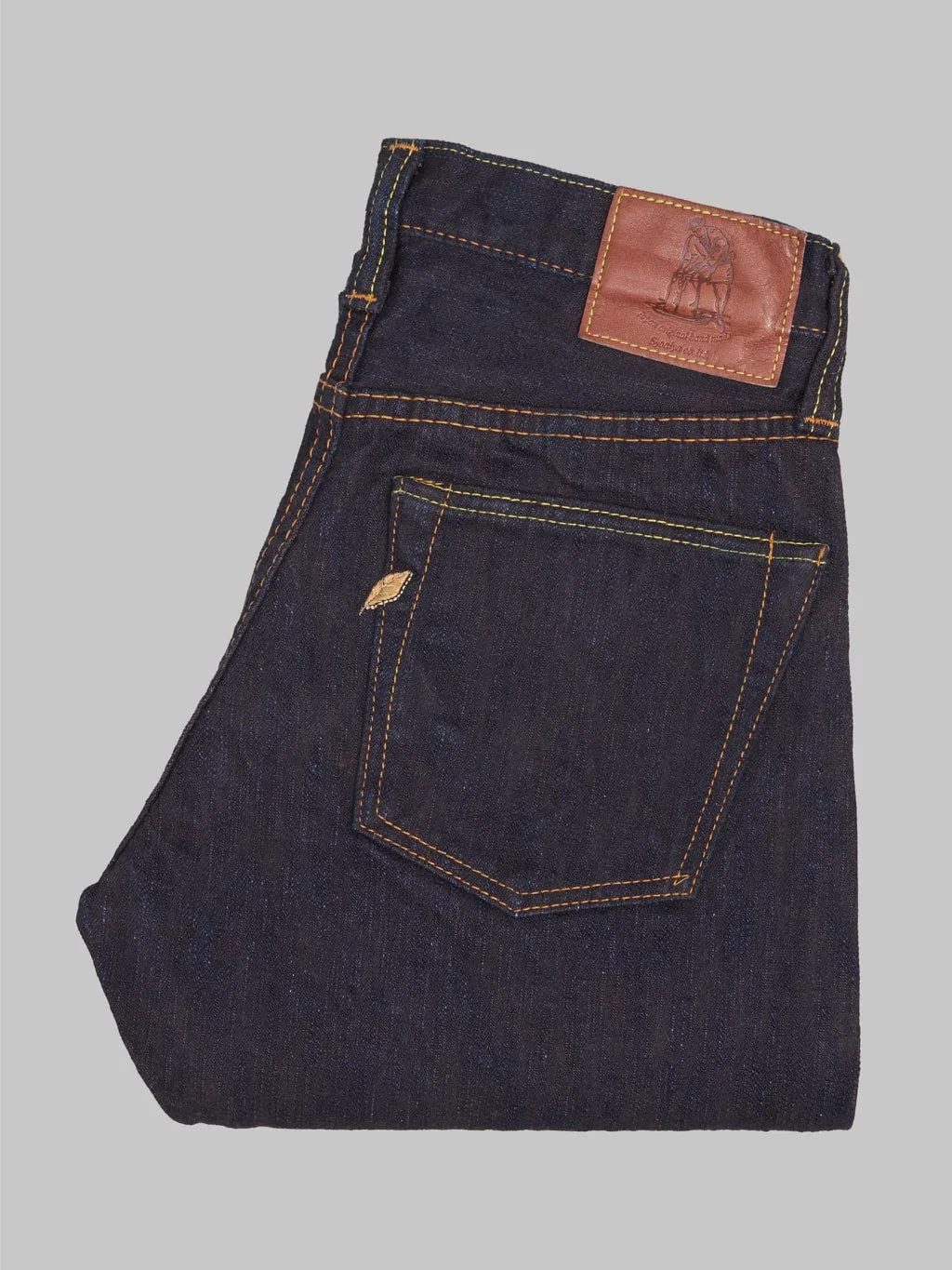 15oz Slim Tapered Indigo and Persimmon Extra Slub Jeans by Pure Blue Japan (PER-EX-013-ID)