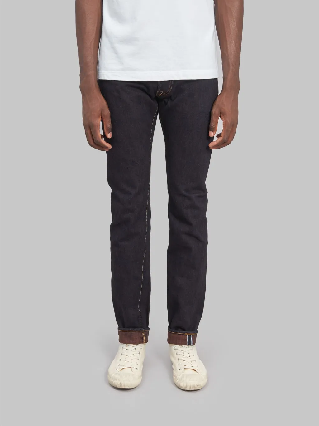 15oz Slim Tapered Indigo and Persimmon Extra Slub Jeans by Pure Blue Japan (PER-EX-013-ID)