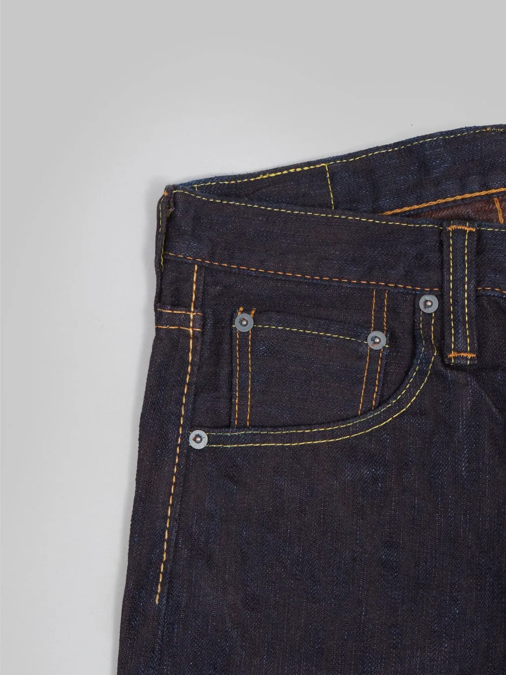 15oz Slim Tapered Indigo and Persimmon Extra Slub Jeans by Pure Blue Japan (PER-EX-013-ID)