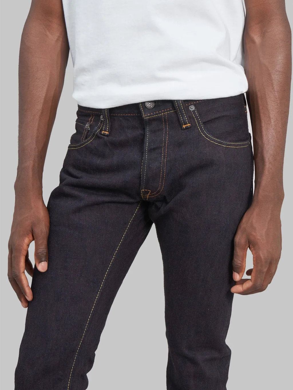 15oz Slim Tapered Indigo and Persimmon Extra Slub Jeans by Pure Blue Japan (PER-EX-013-ID)