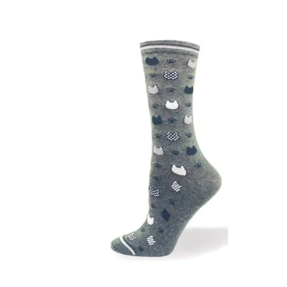 "Grey Cats " cotton sock by Point Zero - Medium