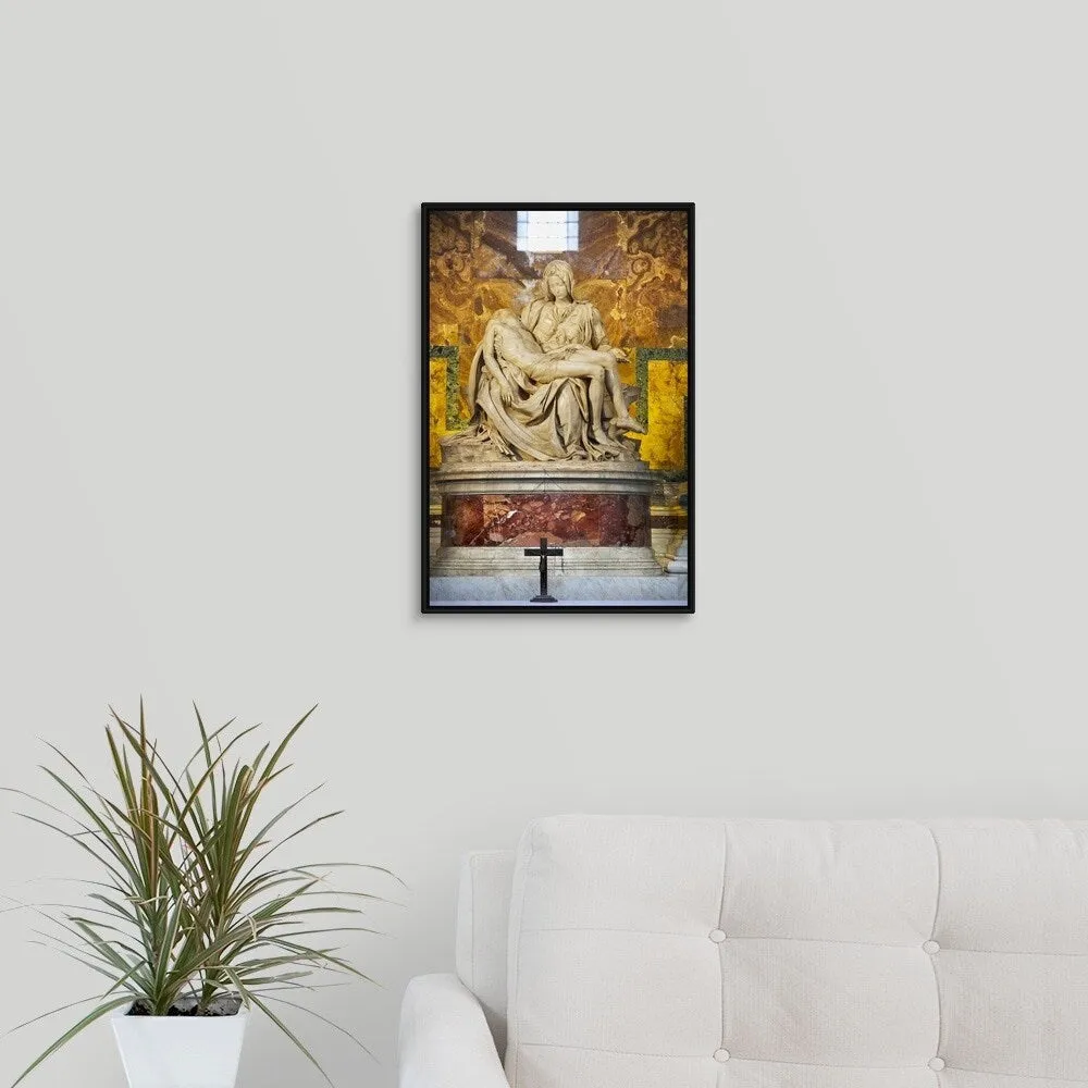 "'The Pieta" located in Saint Peter's Basilica in Rome, Italy" Black Float Frame Canvas Art