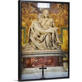 "'The Pieta" located in Saint Peter's Basilica in Rome, Italy" Black Float Frame Canvas Art