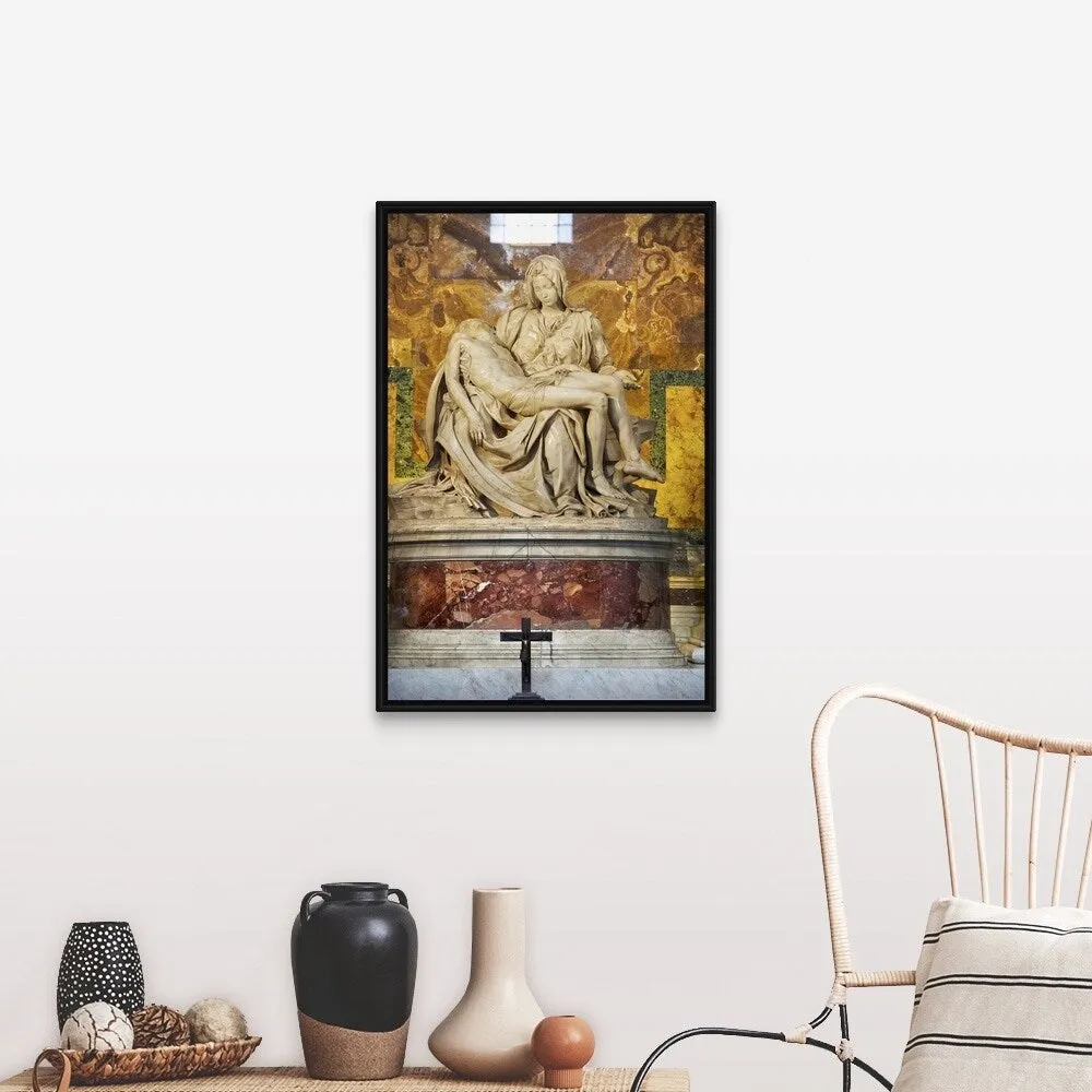 "'The Pieta" located in Saint Peter's Basilica in Rome, Italy" Black Float Frame Canvas Art