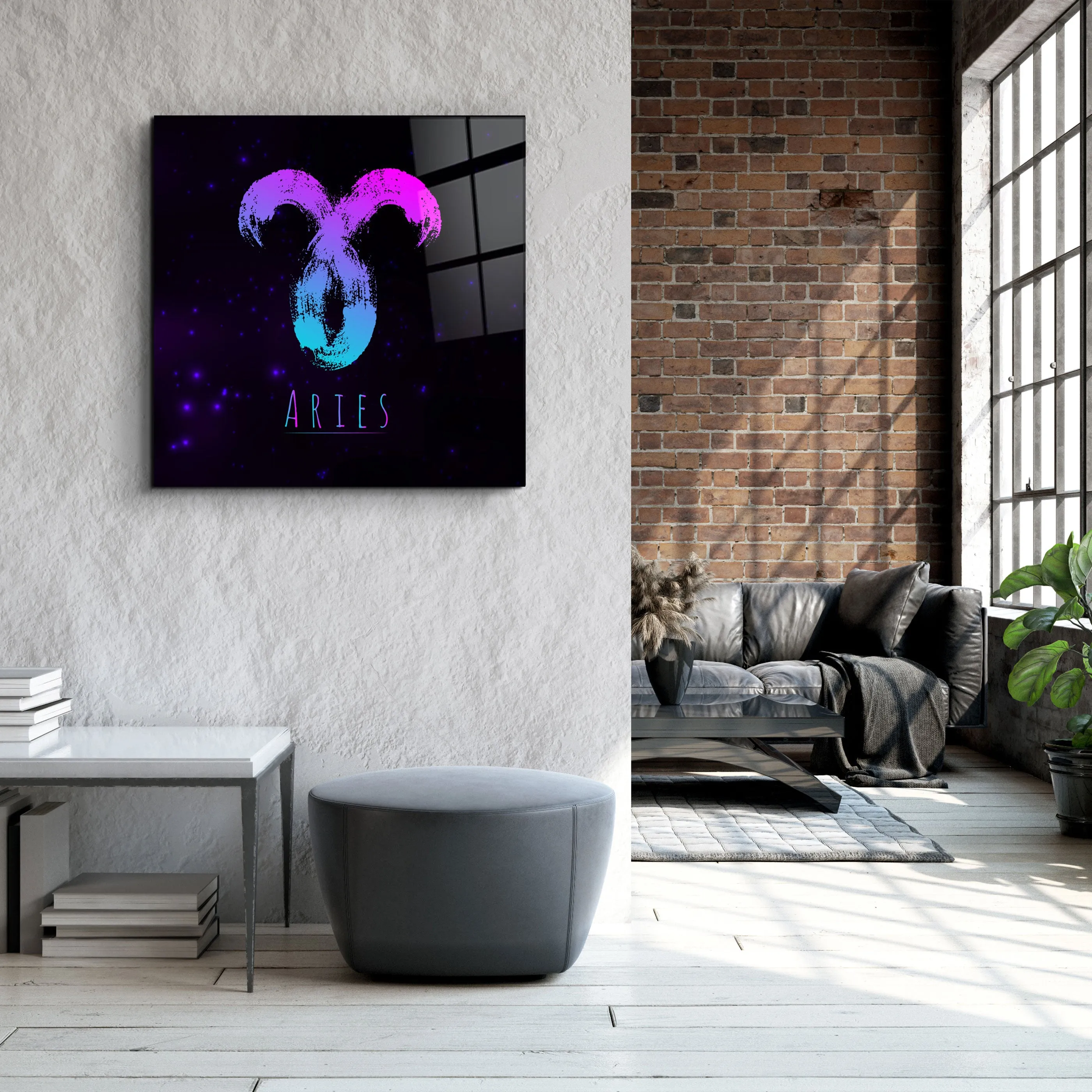 ."Zodiac V2 - Aries". Glass Wall Art