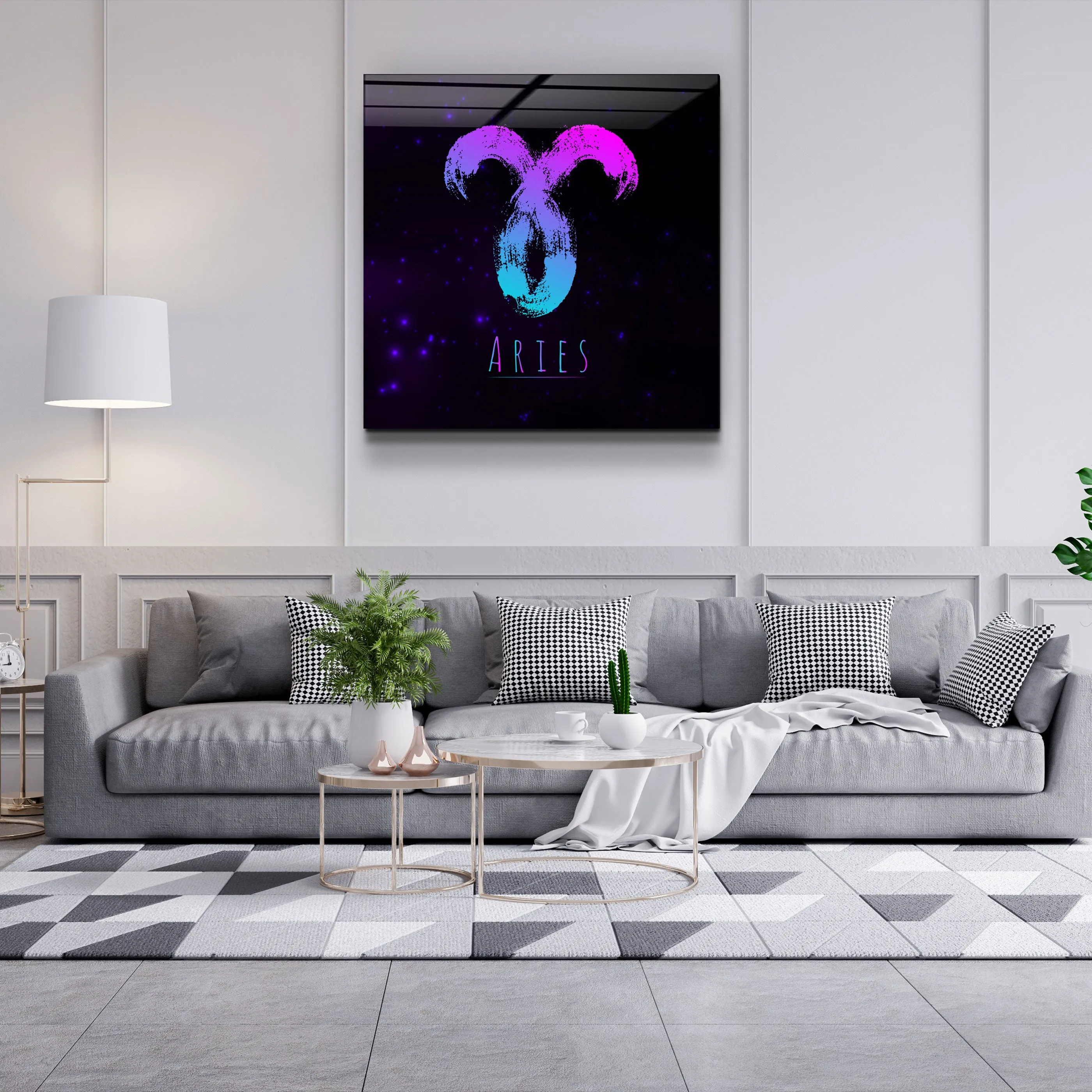 ."Zodiac V2 - Aries". Glass Wall Art