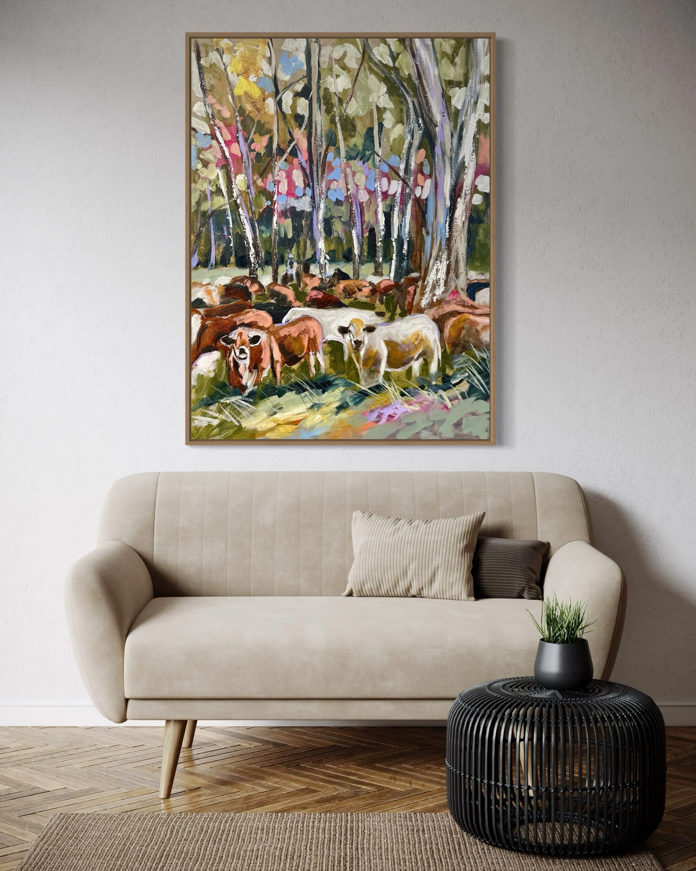 Shady paddock - original on Belgian linen- 75x100 cm