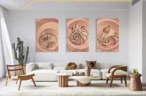 Shells Pattern Set of 3 Prints Modern Wall Art Modern Artwork