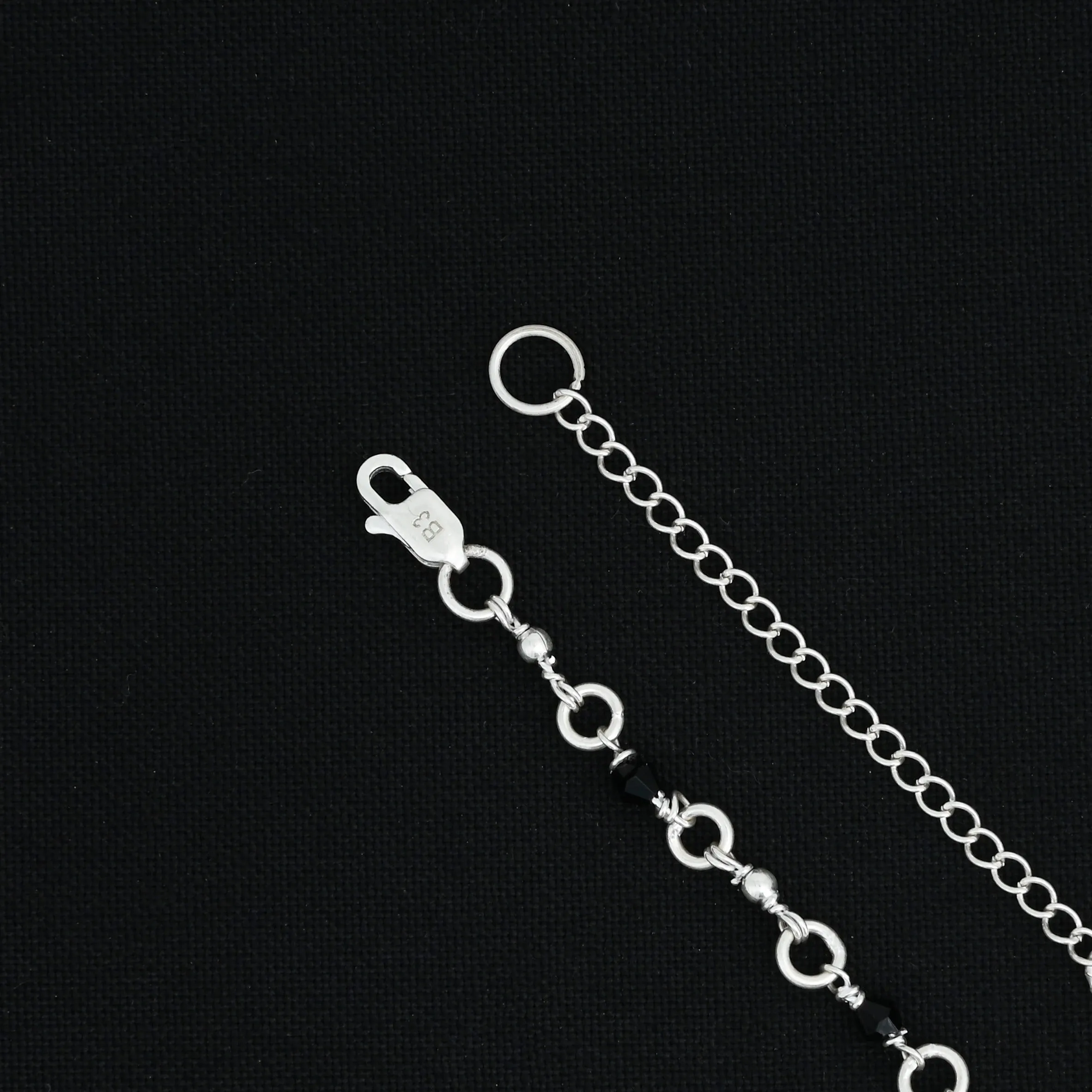 Silver Black Beads Boys Chain