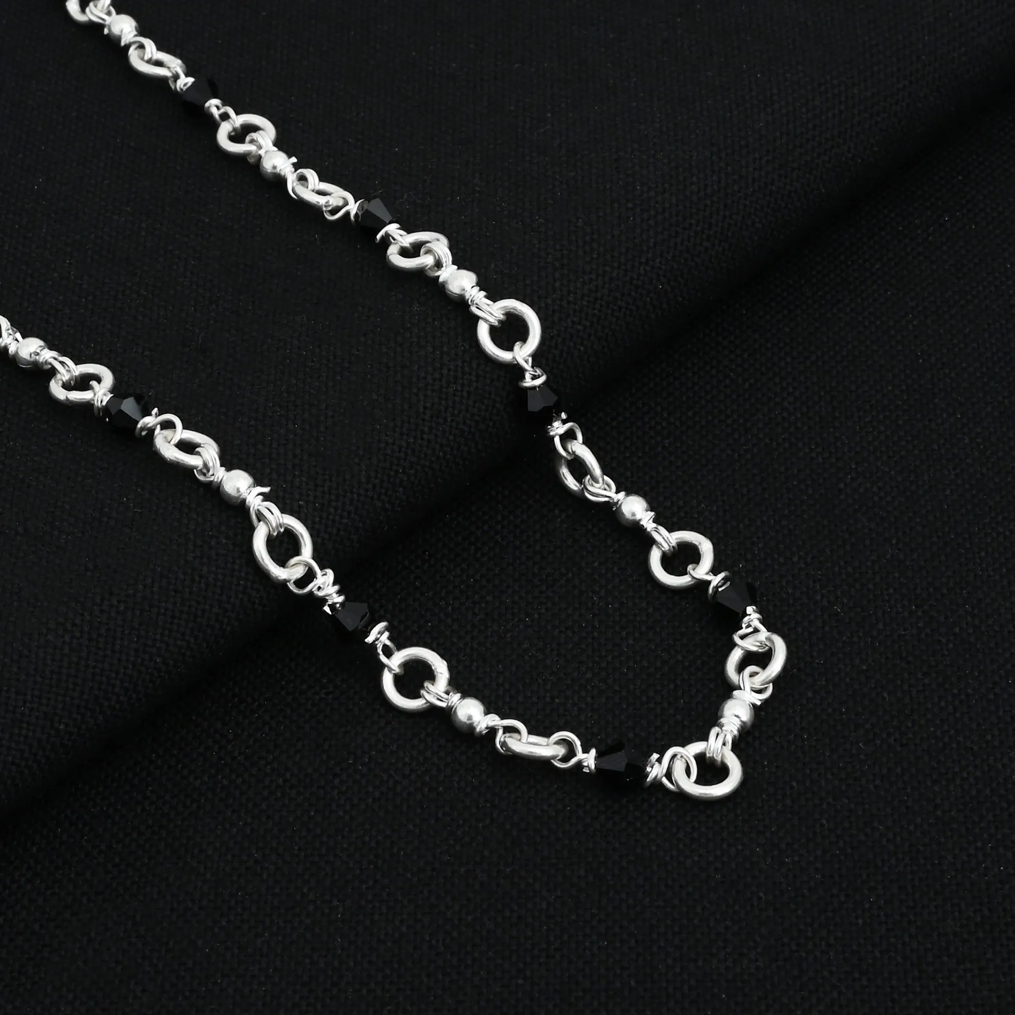 Silver Black Beads Boys Chain