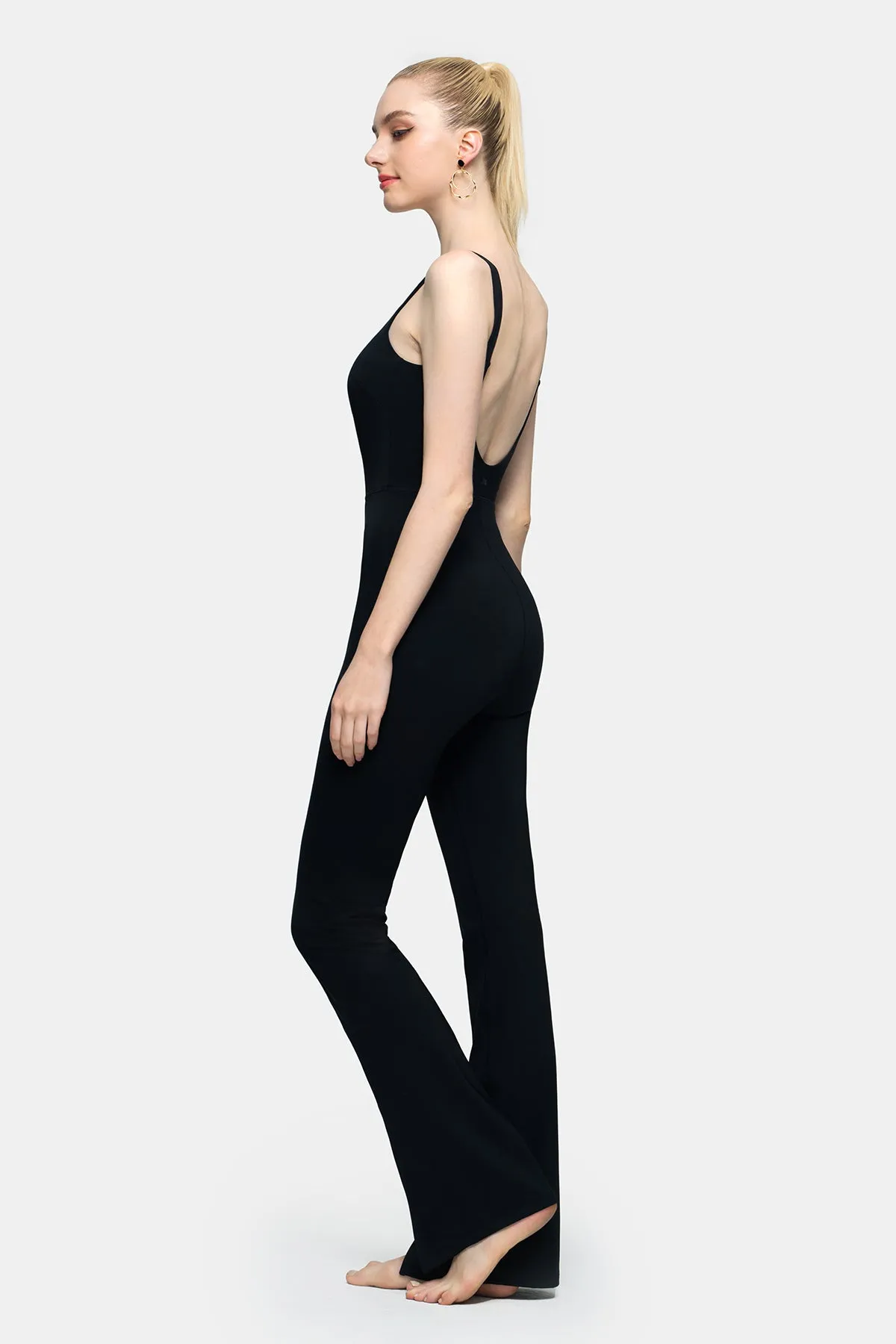 Square Neck Flared Leg Jumpsuit