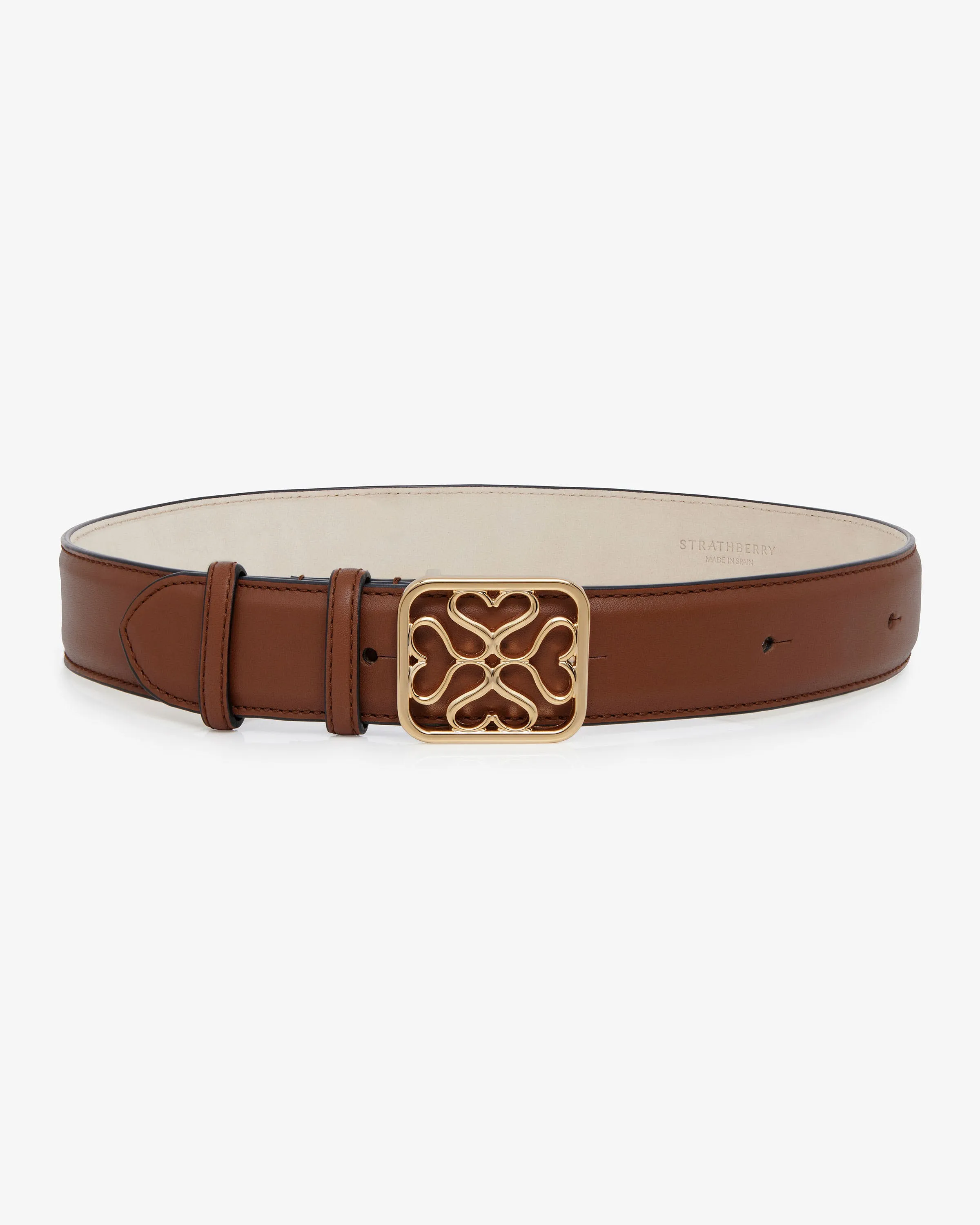 Strathberry Monogram Wide Buckle Belt - Tan