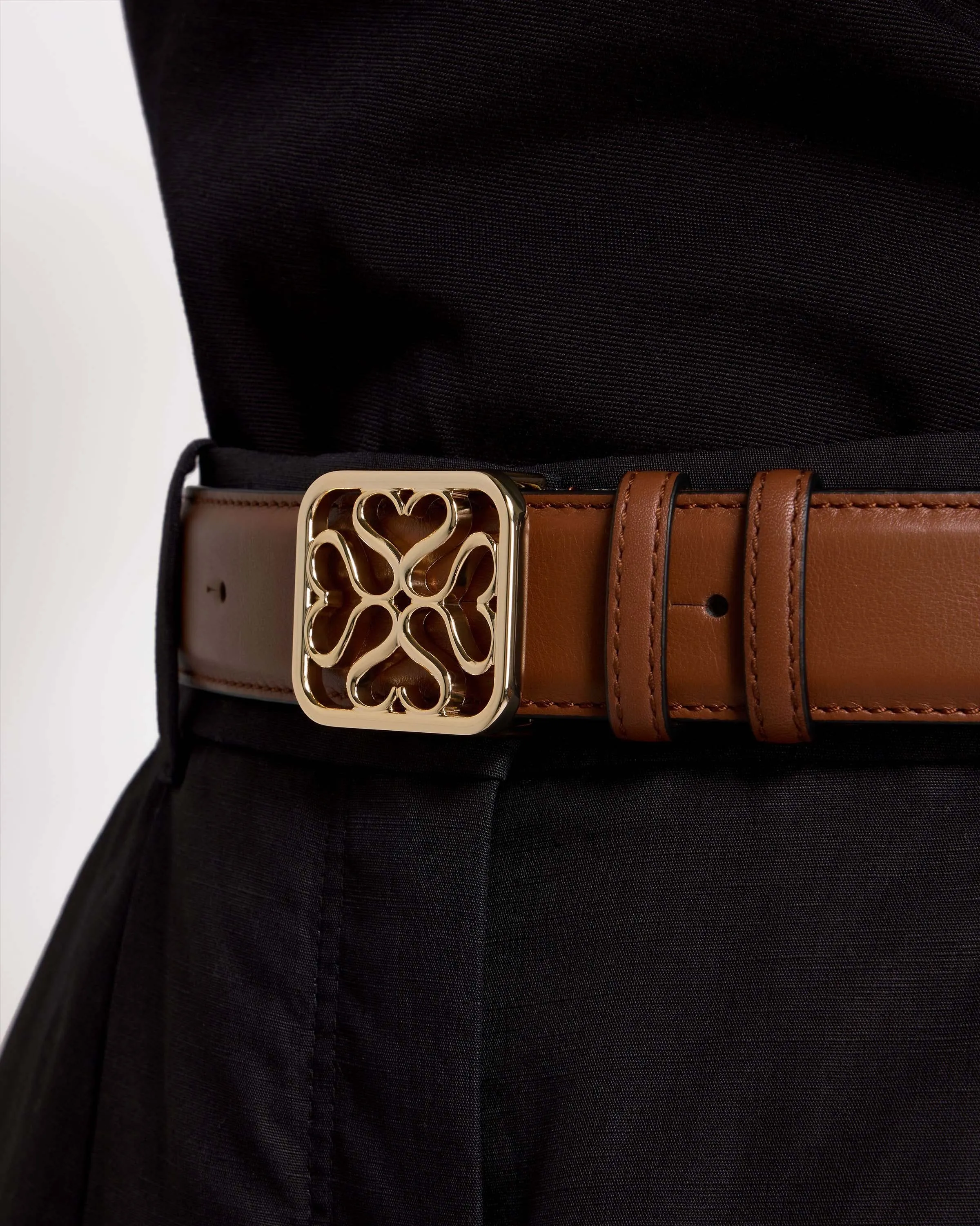 Strathberry Monogram Wide Buckle Belt - Tan