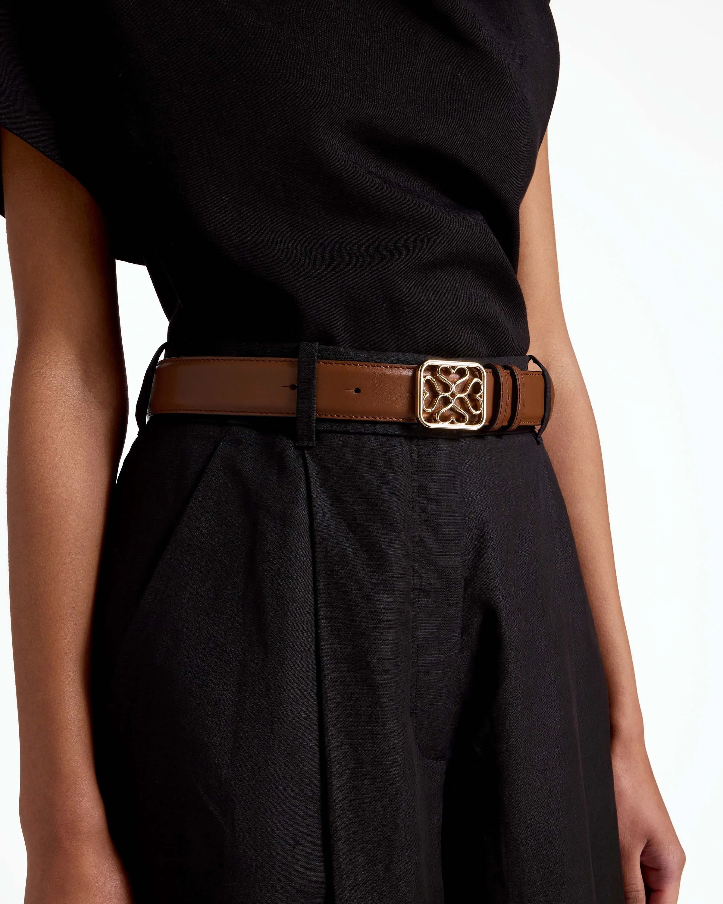 Strathberry Monogram Wide Buckle Belt - Tan