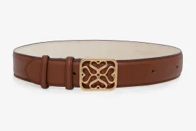 Strathberry Monogram Wide Buckle Belt - Tan