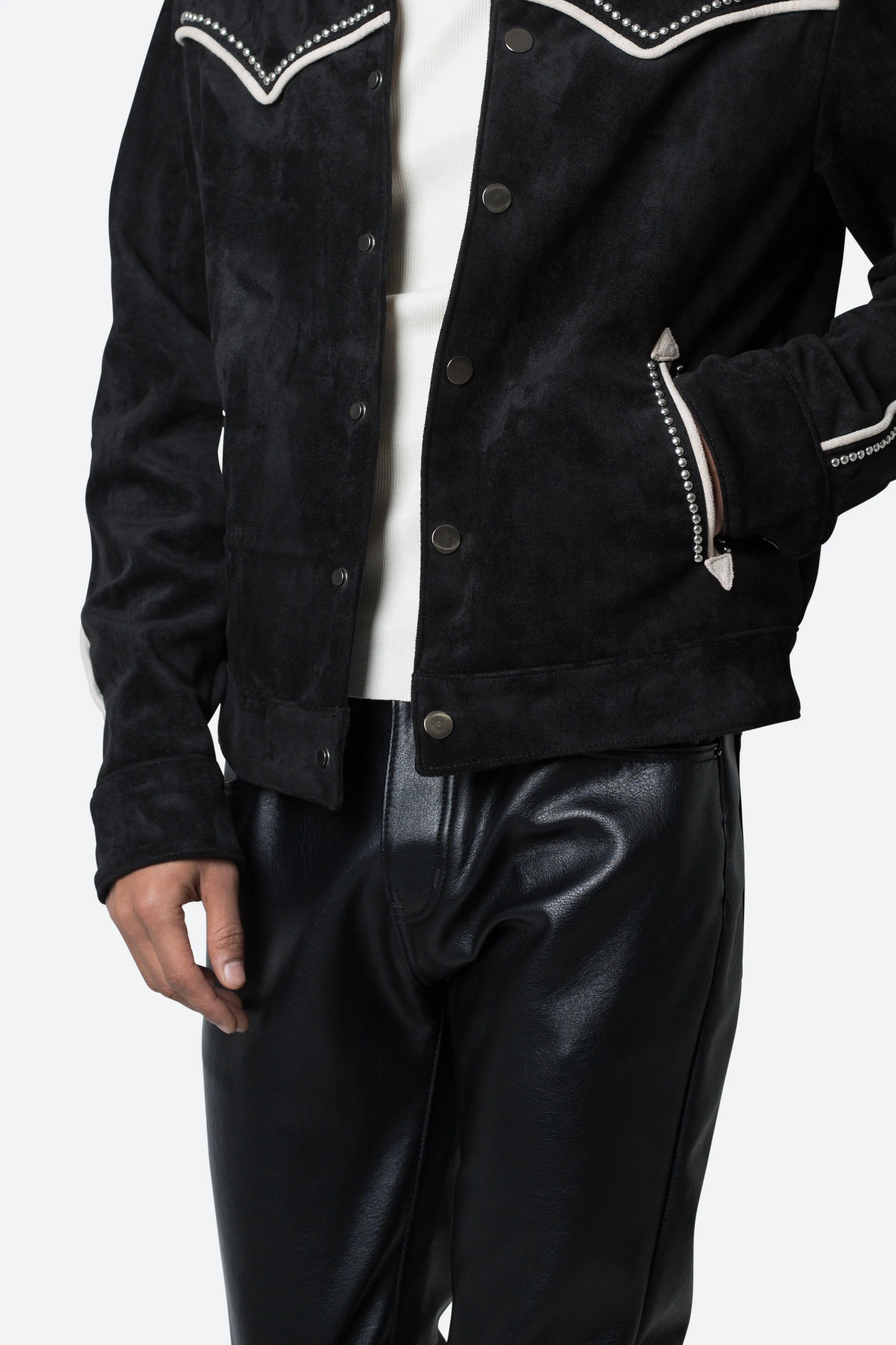 Suede Collared Jacket - Black