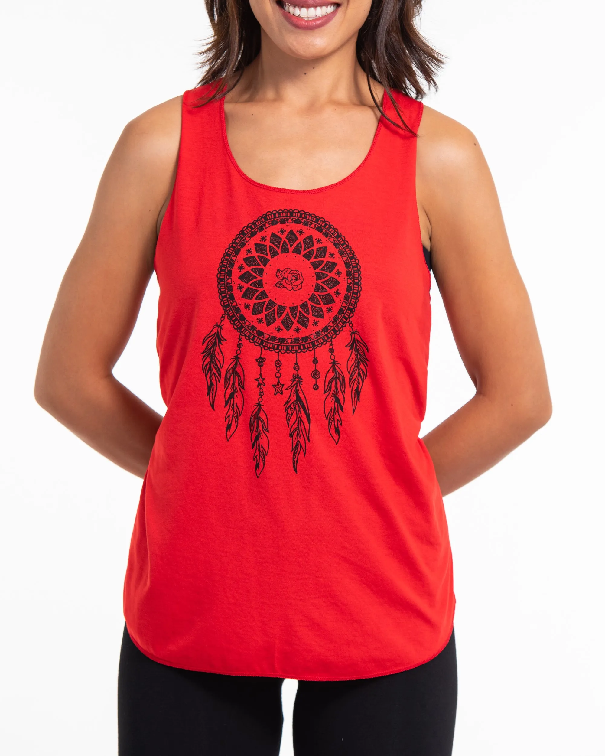 Super Soft Cotton Womens Dreamcatcher Tank Top in Red