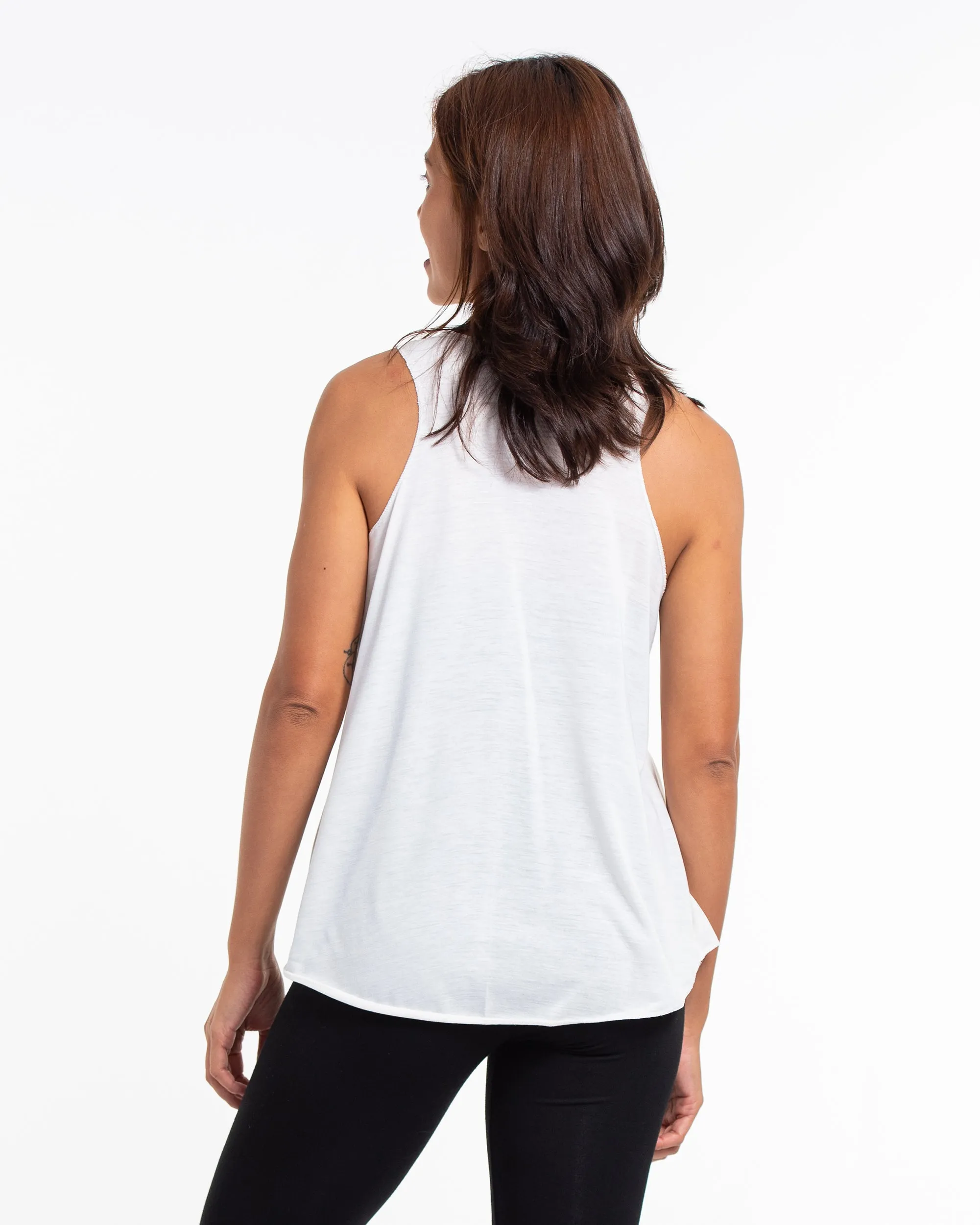 Super Soft Cotton Womens Meditation Tree Tank Top in White