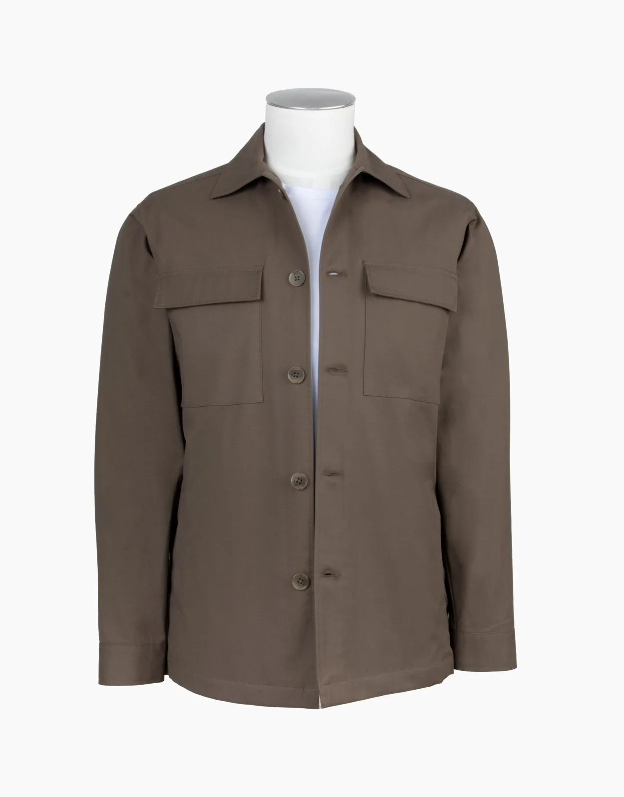 Tamaki Brown Stretch Twill Shirt Jacket