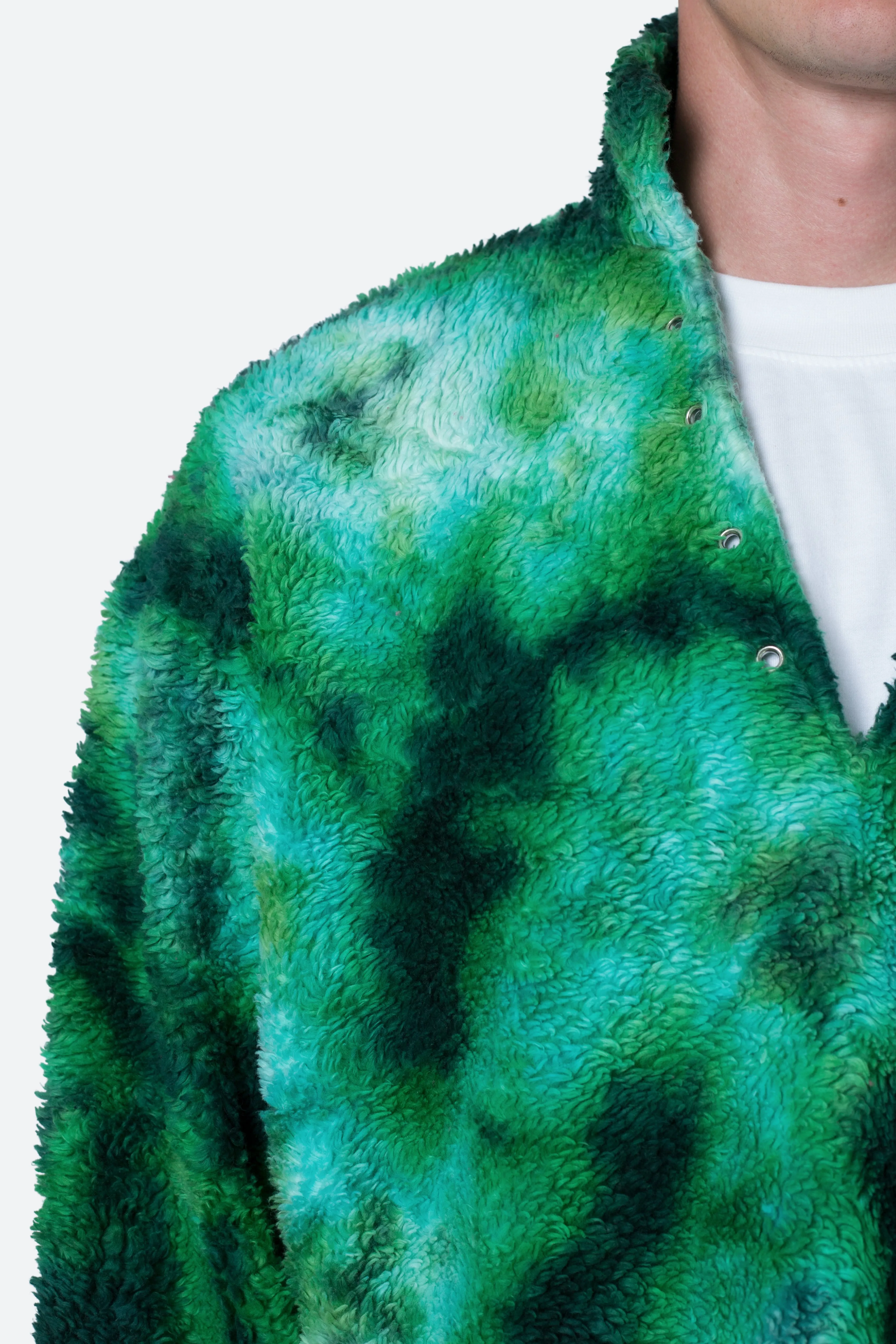 Tie Dye Sherpa Pullover Sweater - Green