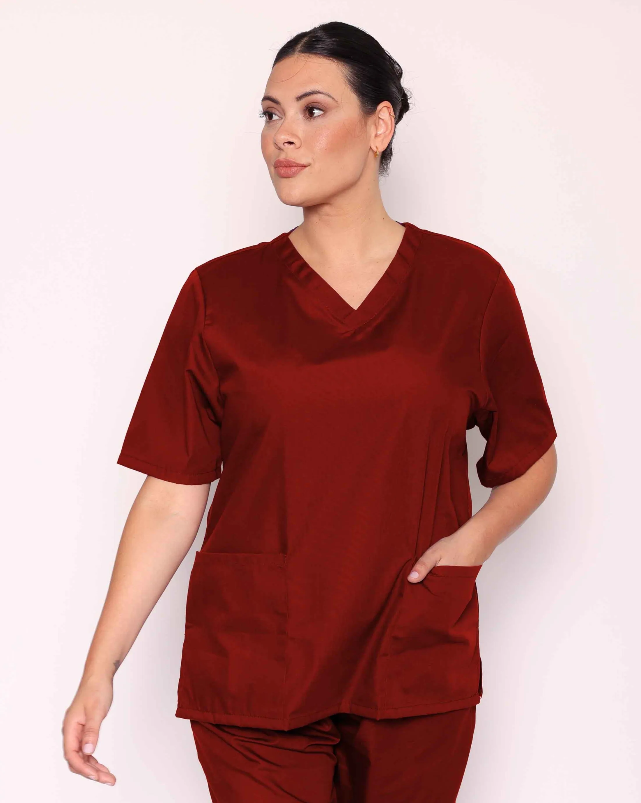 Women's Lightweight Scrub Tunic - Burgundy