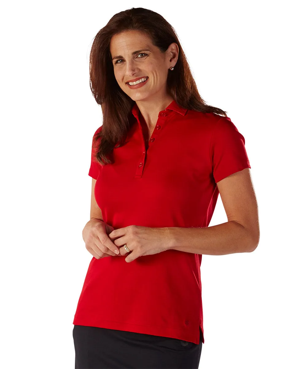 Women's Solid Supreme Cotton Short Sleeve Polo Shirt