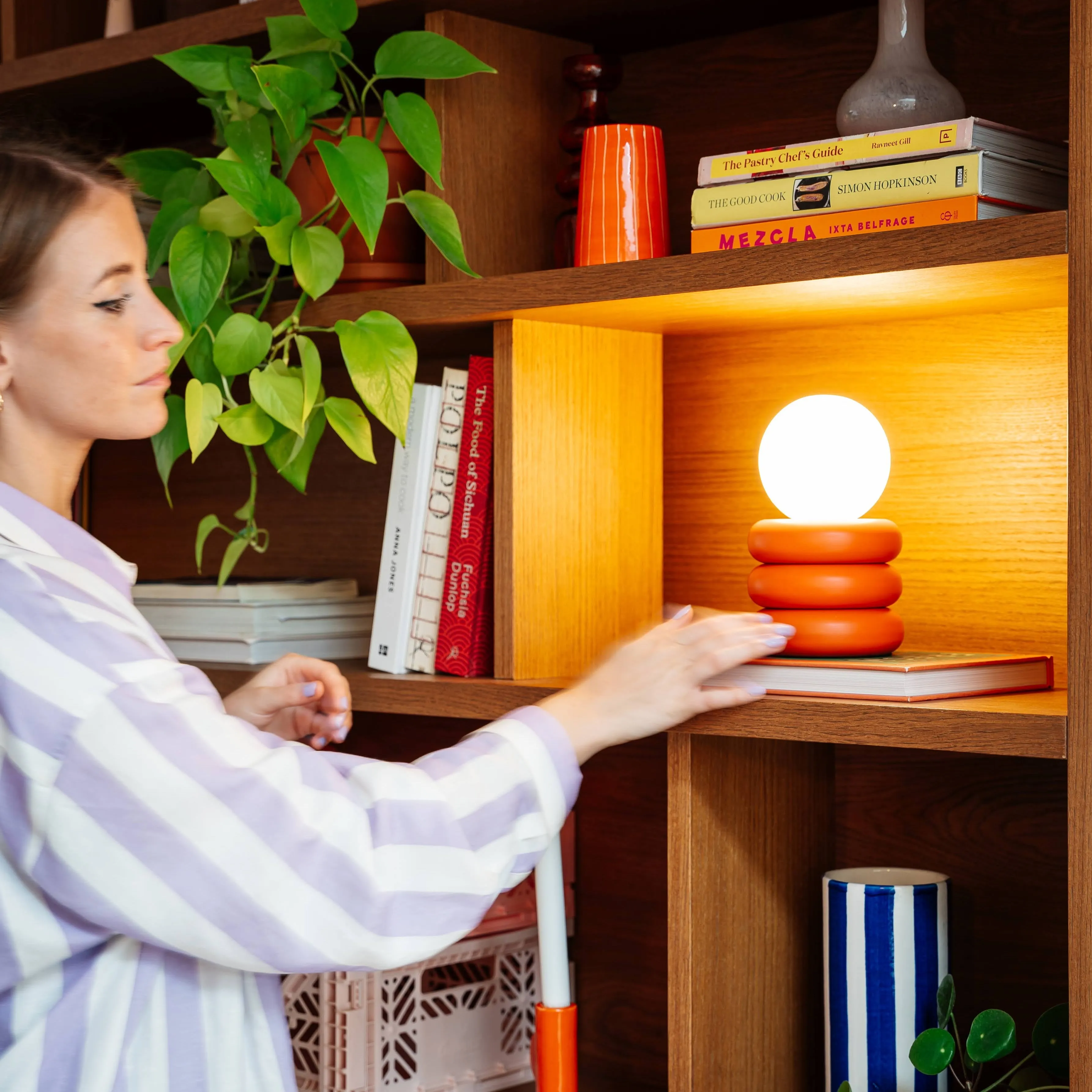 Yolk yellow tube cordless table lamp